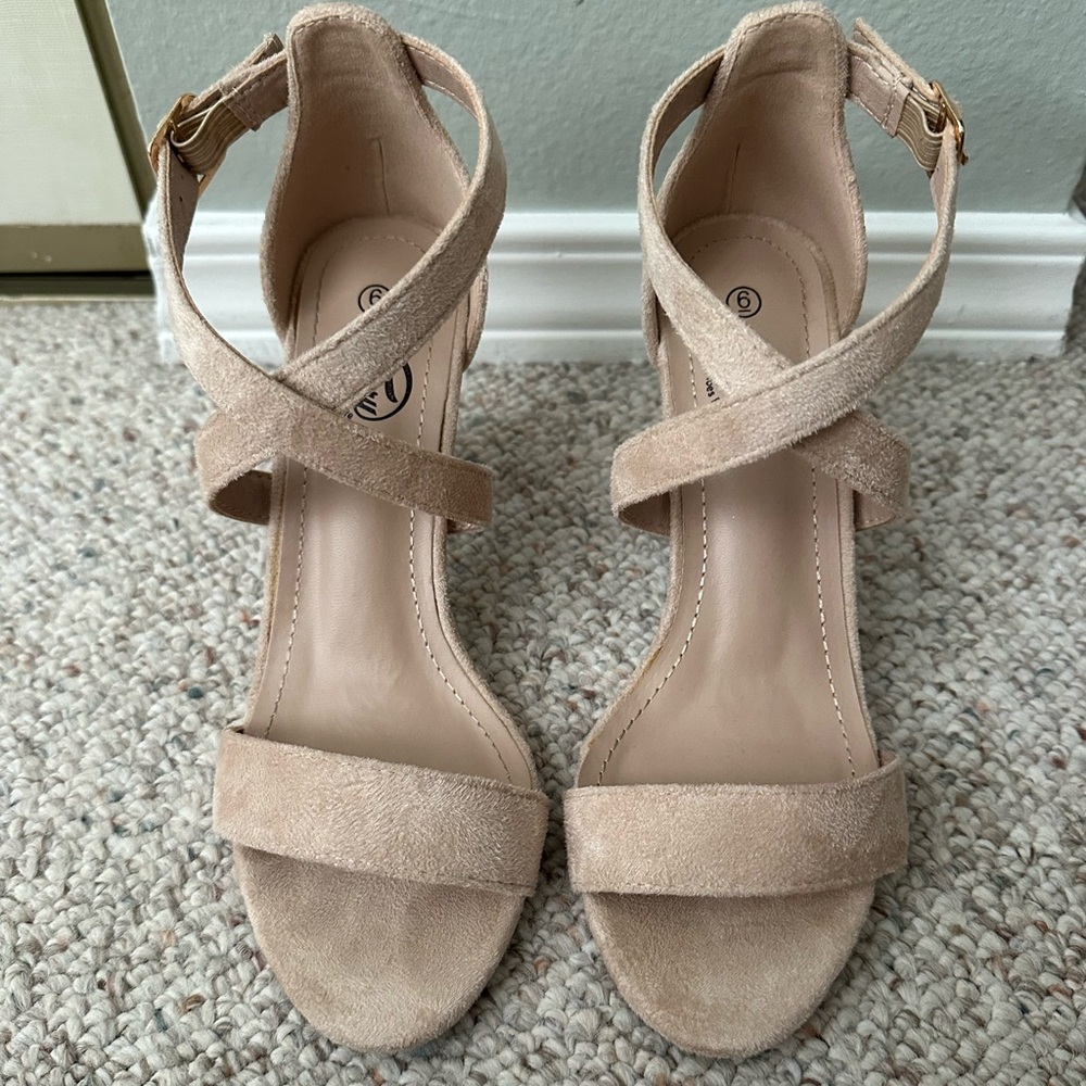 Cream Block Heels